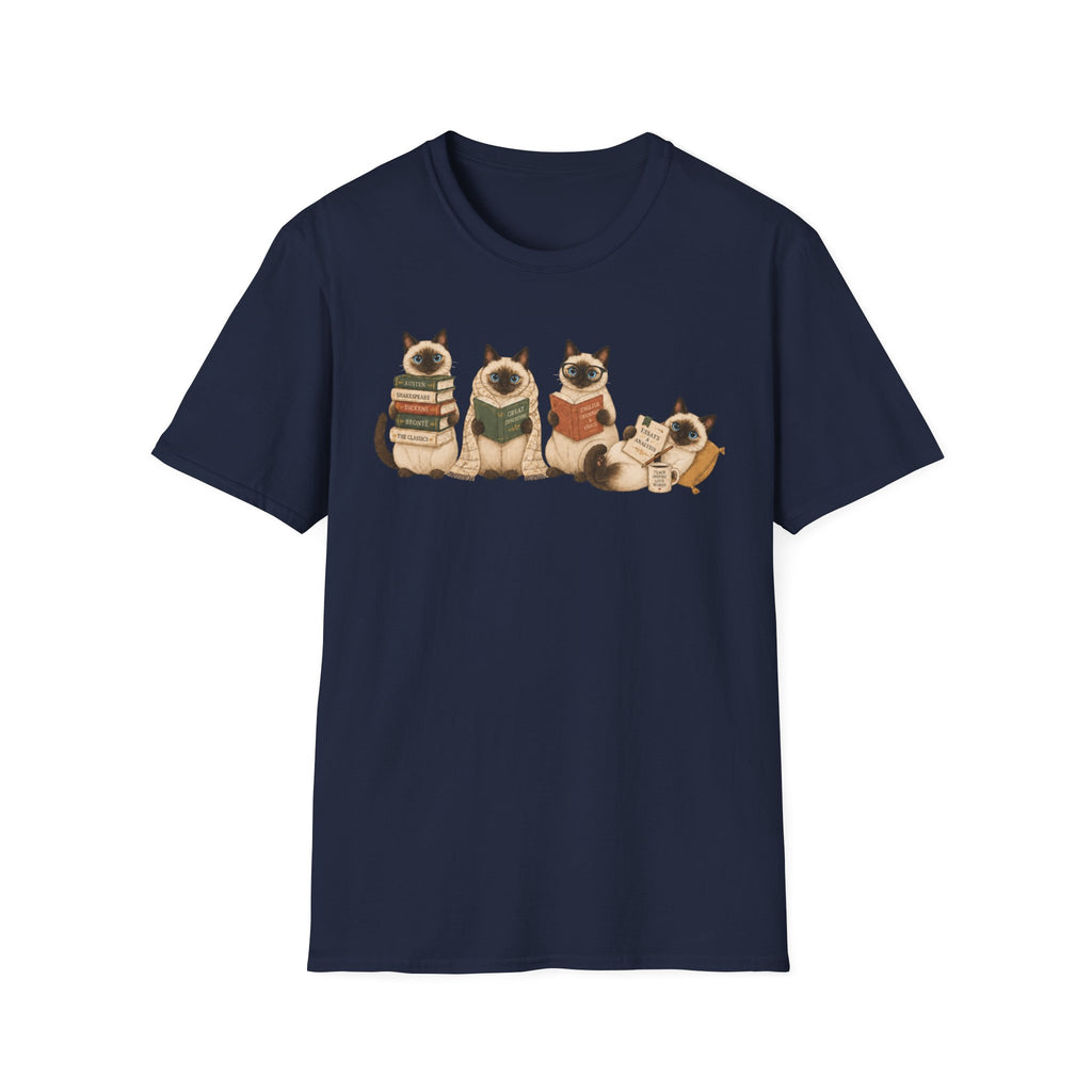 Siamese Cats Reading T-Shirt