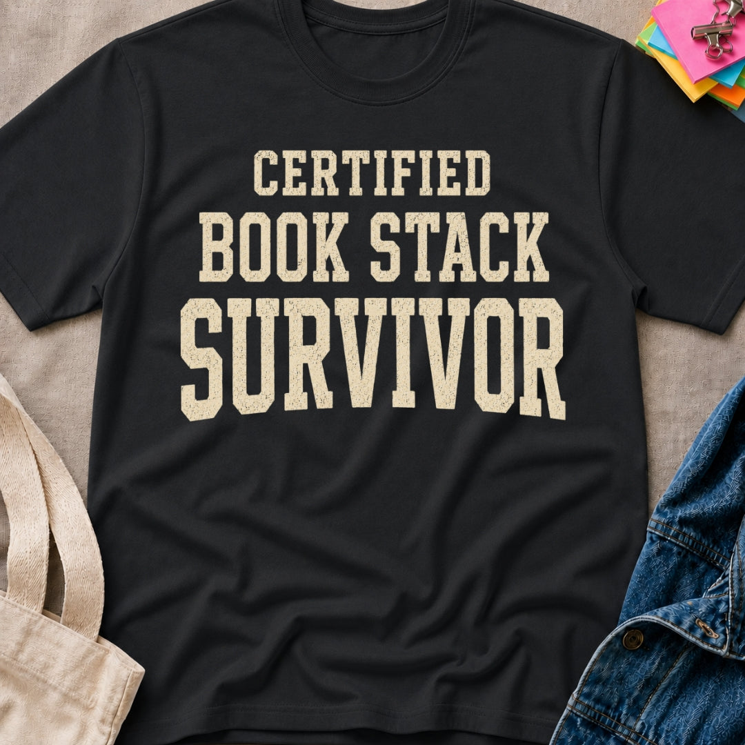 Book Stack Survivor T-Shirt