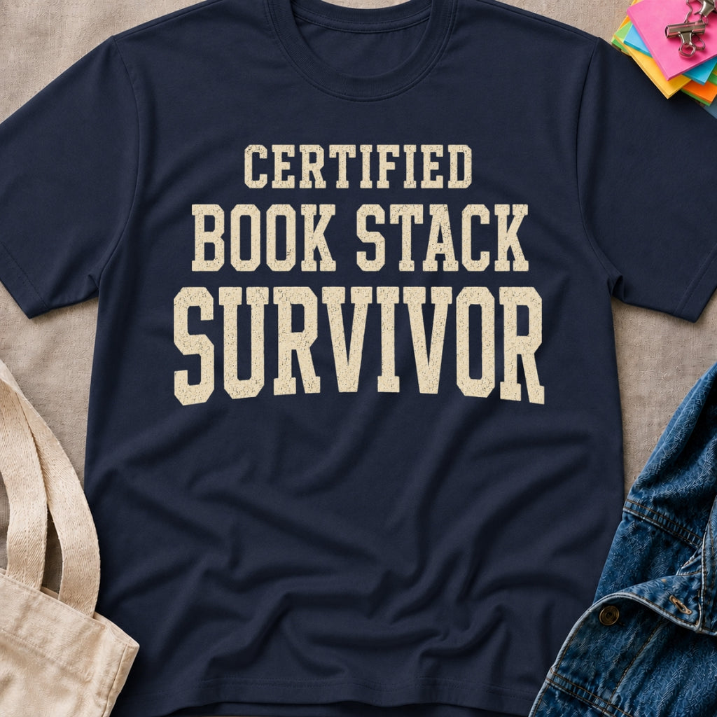 Book Stack Survivor T-Shirt