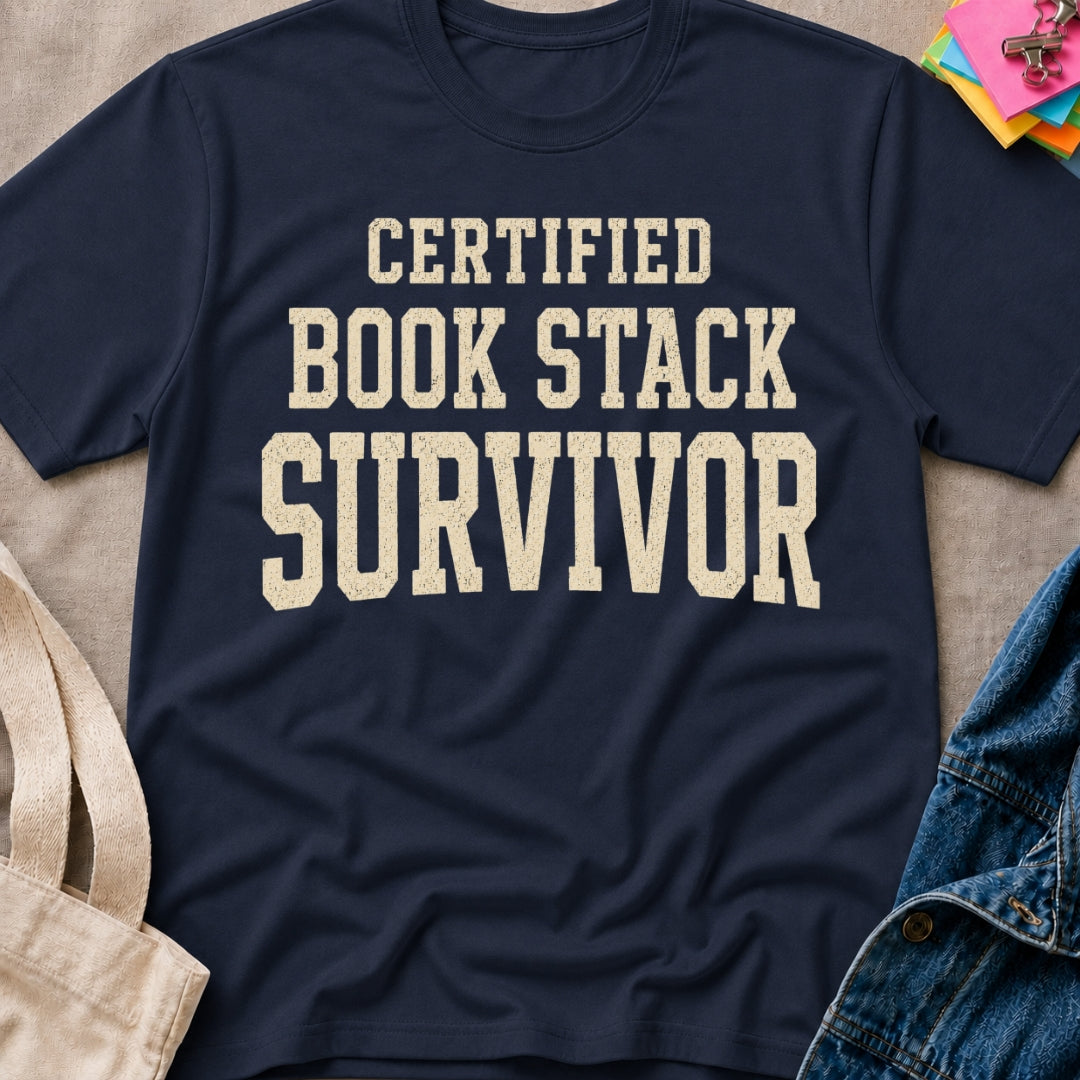Book Stack Survivor T-Shirt