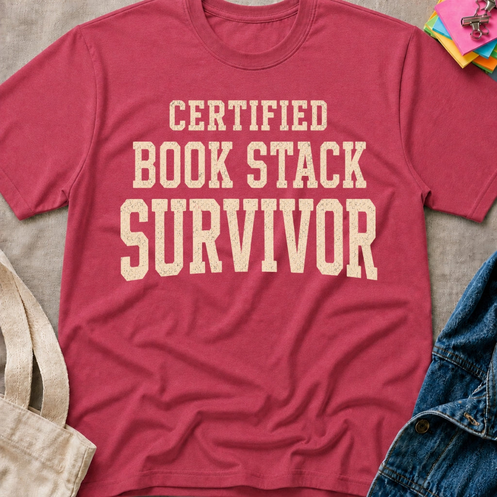 Book Stack Survivor T-Shirt