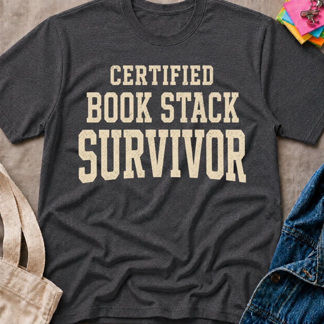 Book Stack Survivor T-Shirt