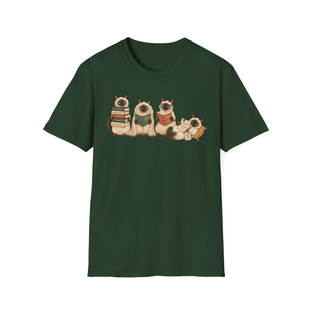 Siamese Cats Reading T-Shirt