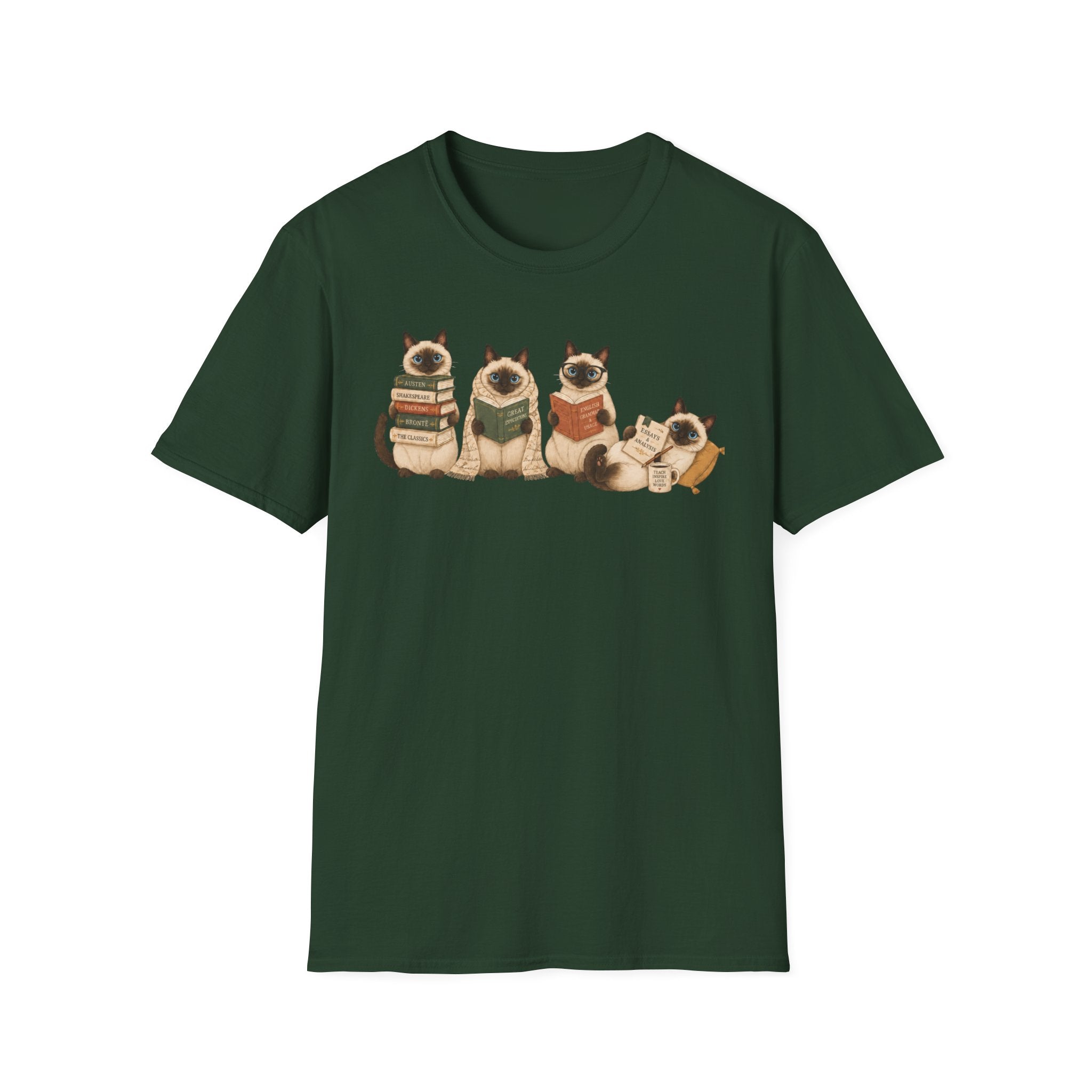 Siamese Cats Reading T-Shirt