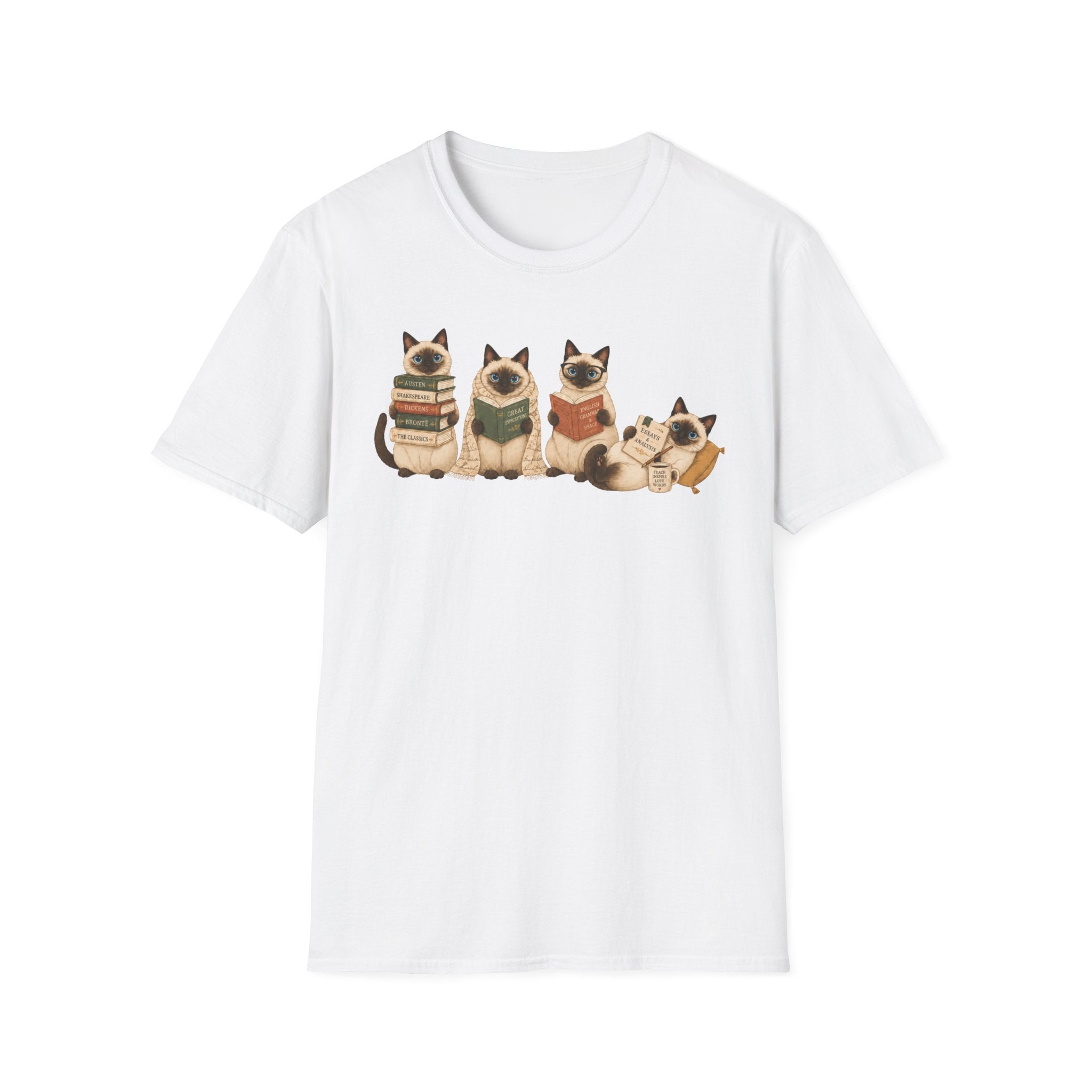 Siamese Cats Reading T-Shirt