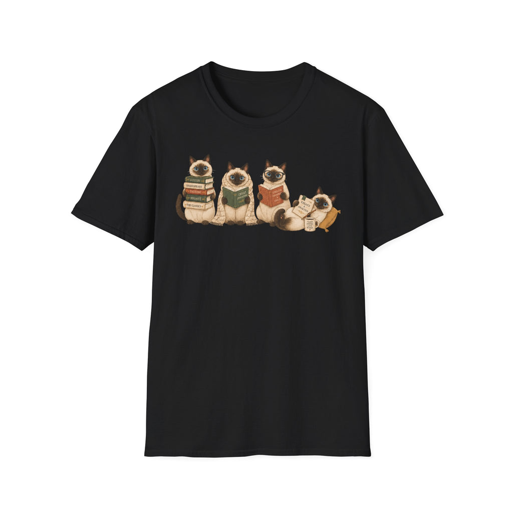 Siamese Cats Reading T-Shirt