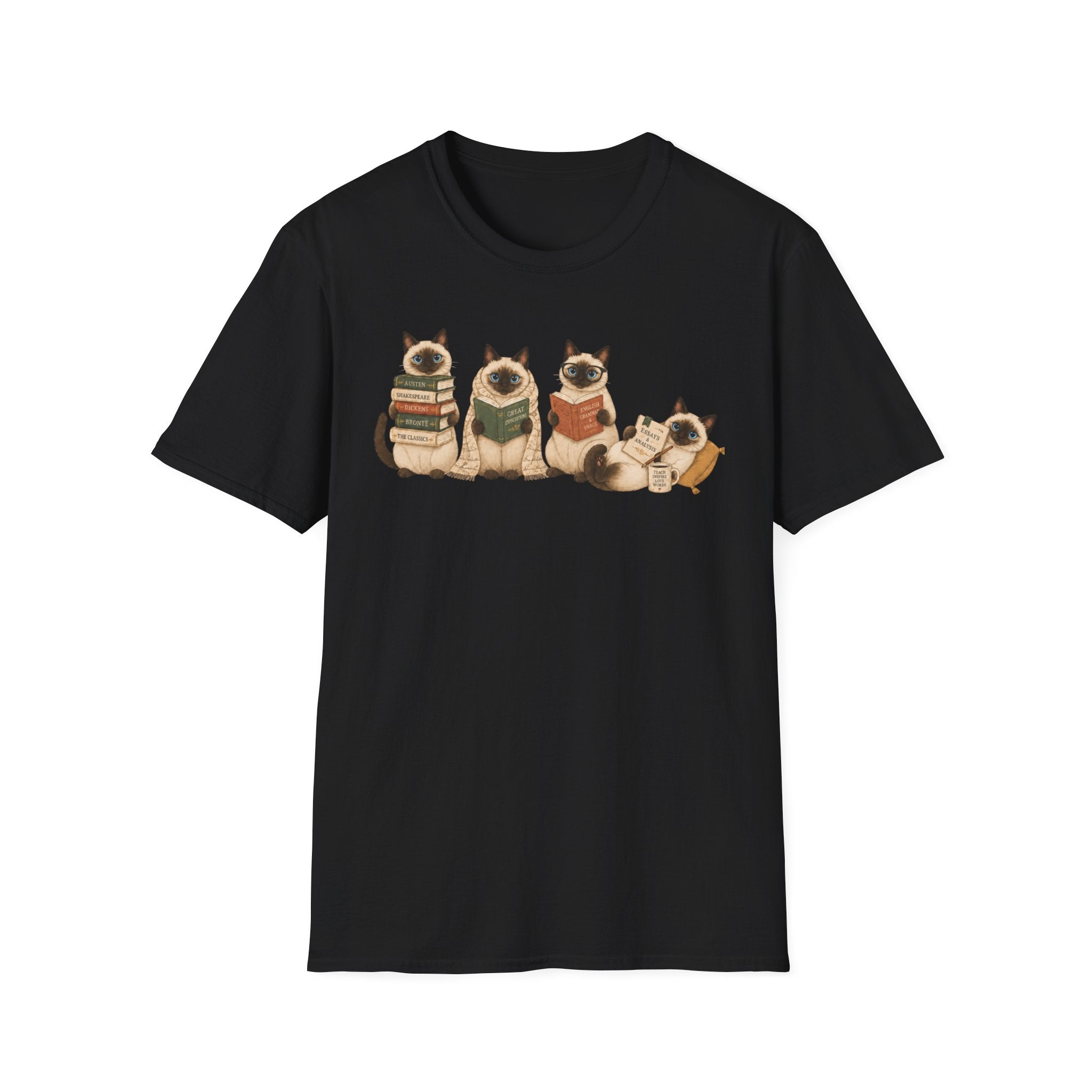 Siamese Cats Reading T-Shirt