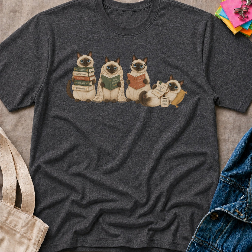 Siamese Cats Reading T-Shirt