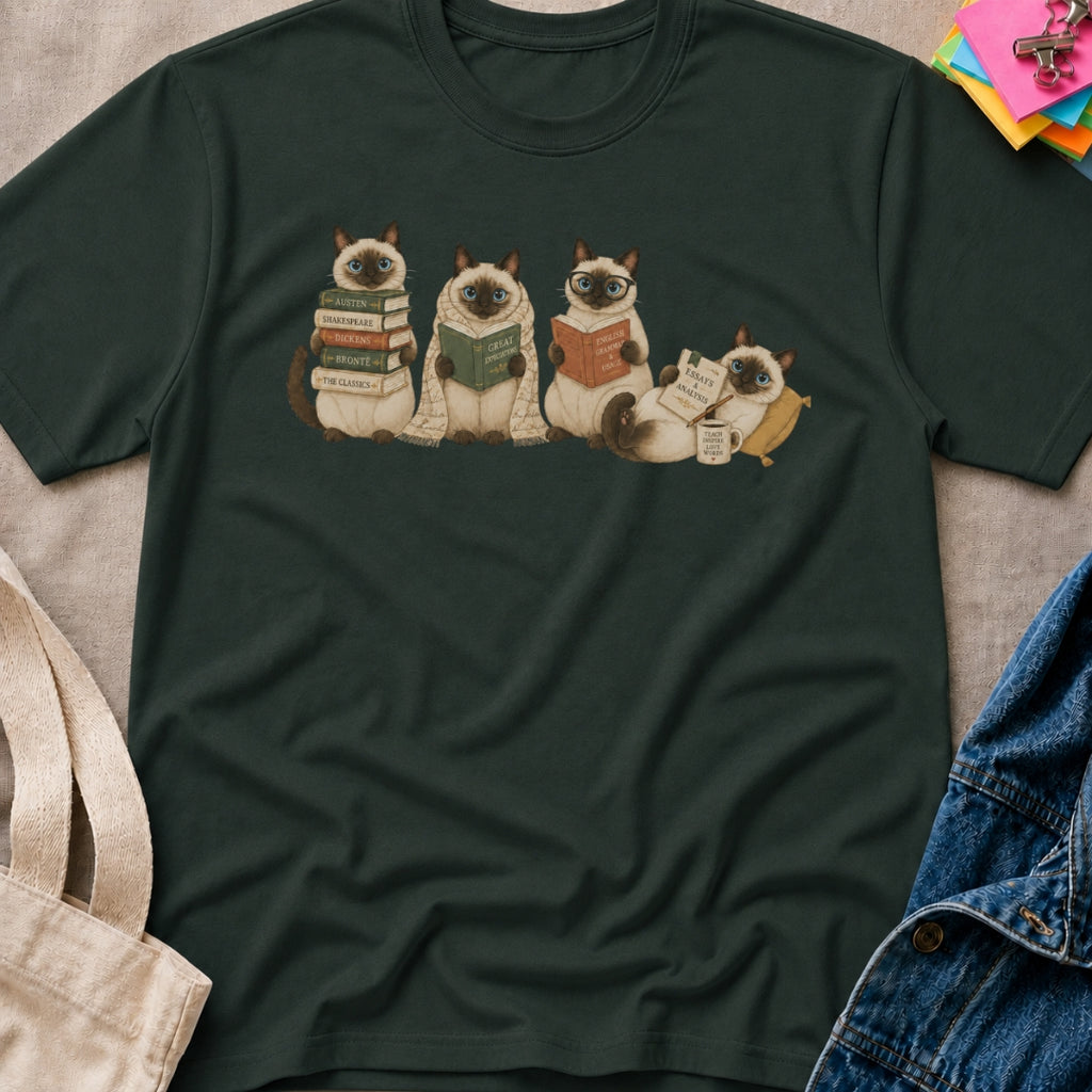 Siamese Cats Reading T-Shirt