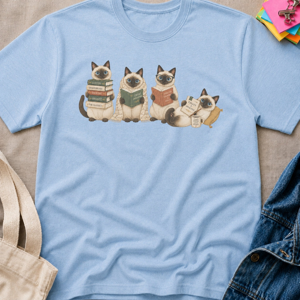 Siamese Cats Reading T-Shirt