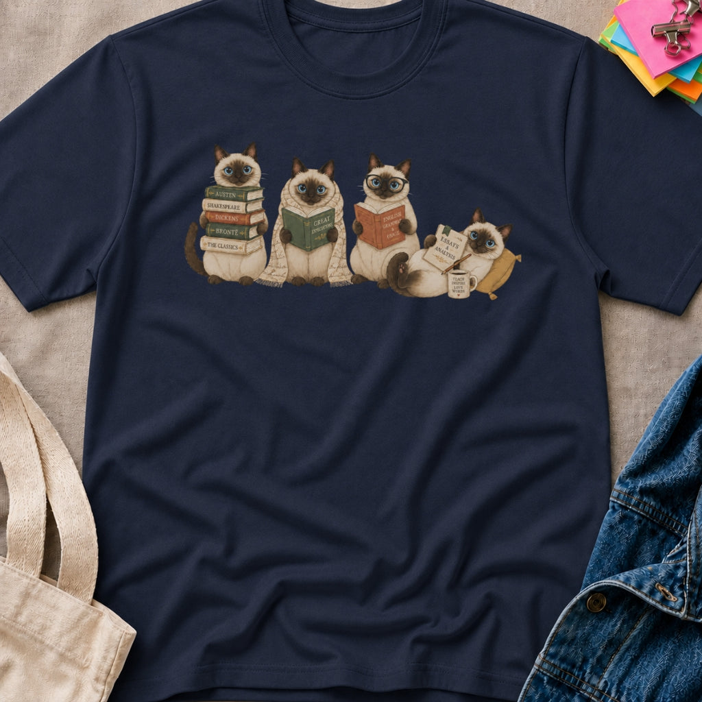Siamese Cats Reading T-Shirt